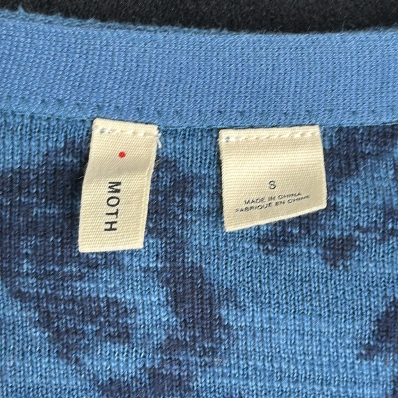 Anthropologie Moth Blue Flora Capped Motif Cardigan Sweater Size Small - Picture 11 of 13